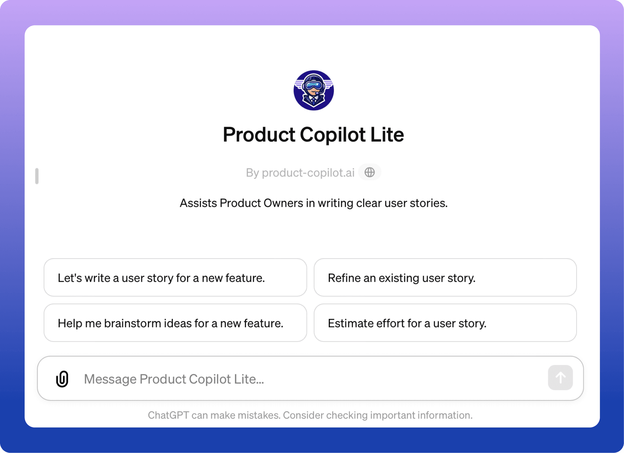 Custom GPT for writing user stories